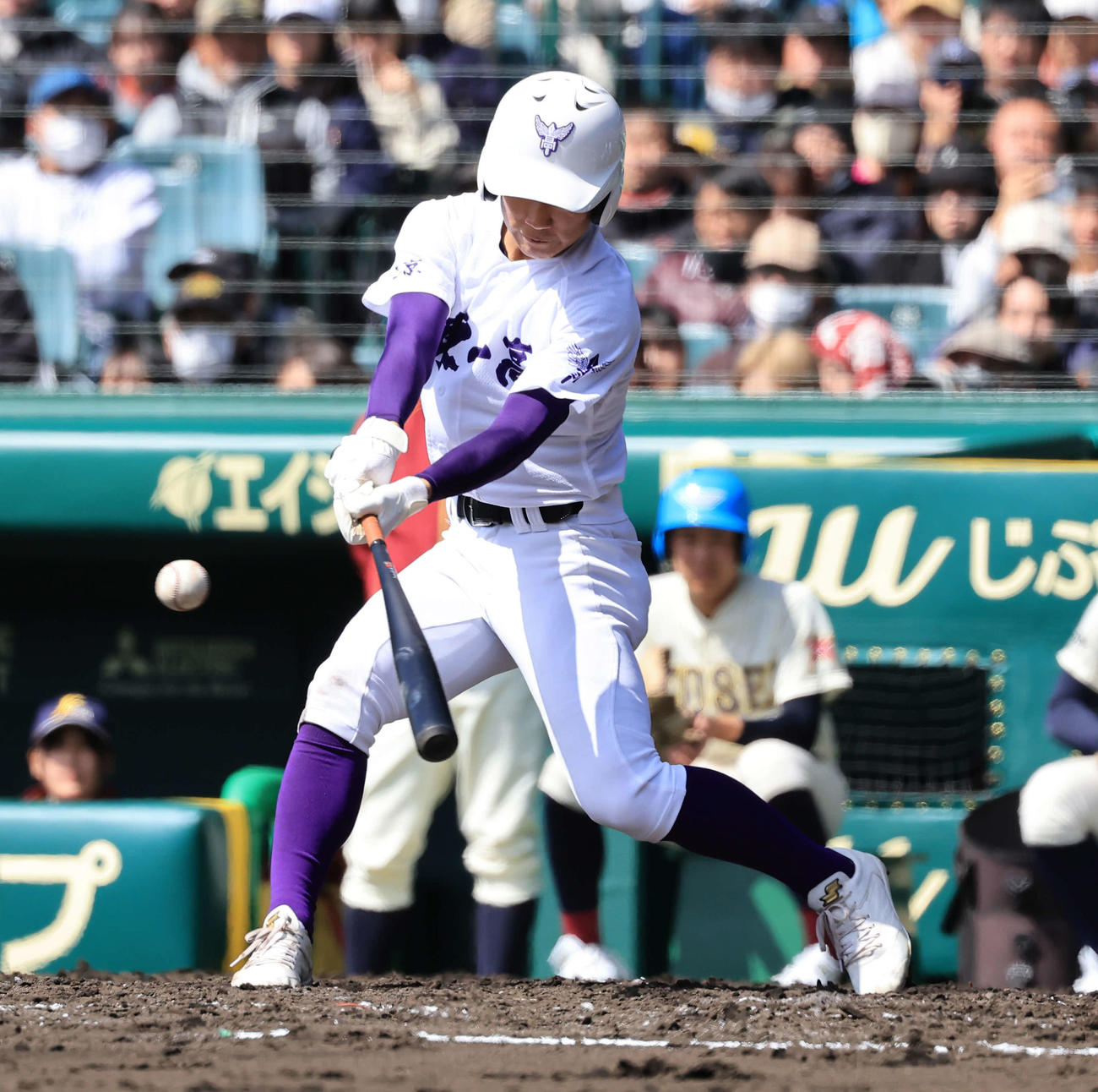 八戸学院光星対関東第一　5回裏関東第一2死三塁、坂本は左先制適時打を放つ（撮影・浅見桂子）