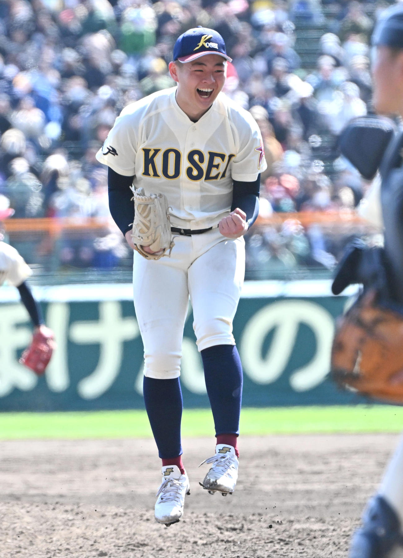 八戸学院光星対関東第一　関東一に勝利し喜ぶ八戸学院光星・岡本琉奨（撮影・石井愛子）