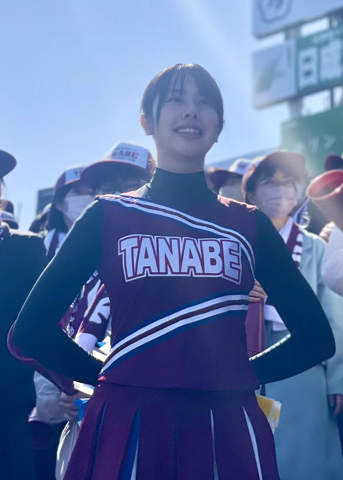 田辺の応援部で試合中はチアでスタンドを盛り上げた応援部団長の池田真央さん