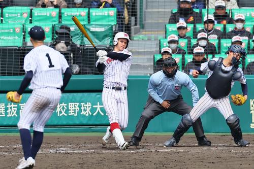 阿南光対豊川　9回裏豊川2死満塁、モイセエフが三振に倒れゲームセット（撮影・上田博志）