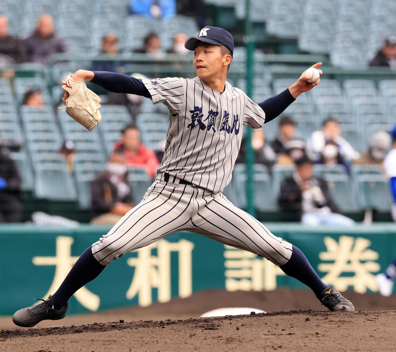 敦賀気比対明豊　敦賀気比先発の竹下（撮影・浅見桂子）