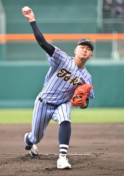 宇治山田商-東海大福岡 東海大福岡先発の佐藤翔斗(撮影・石井愛子)