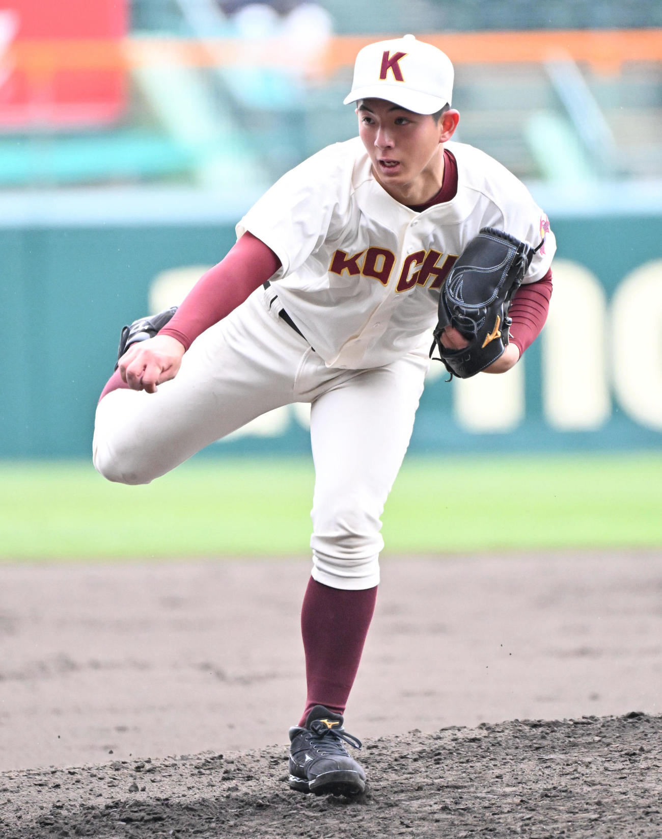 広陵対高知　高知先発の辻井翔大（撮影・石井愛子）