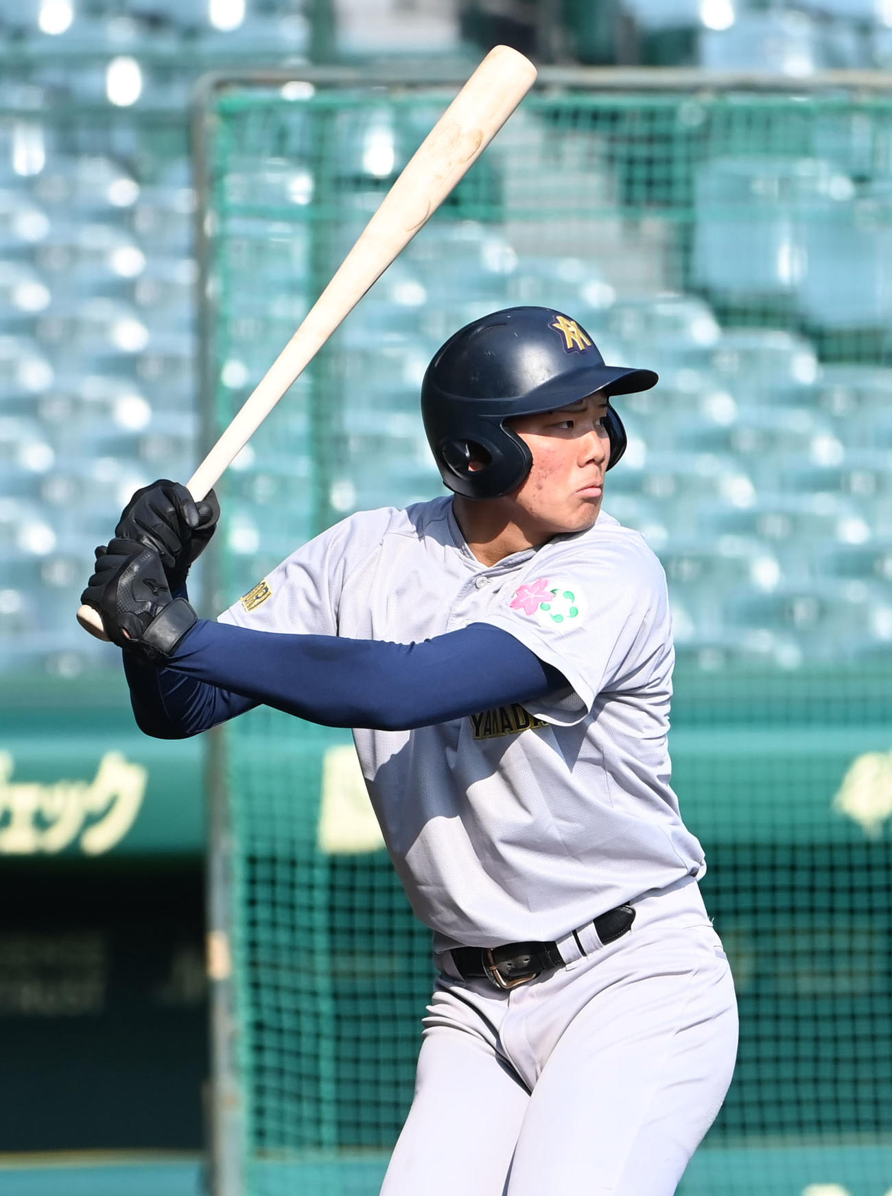 木製バットで打撃練習をする青森山田・吉川勇大（撮影・石井愛子）