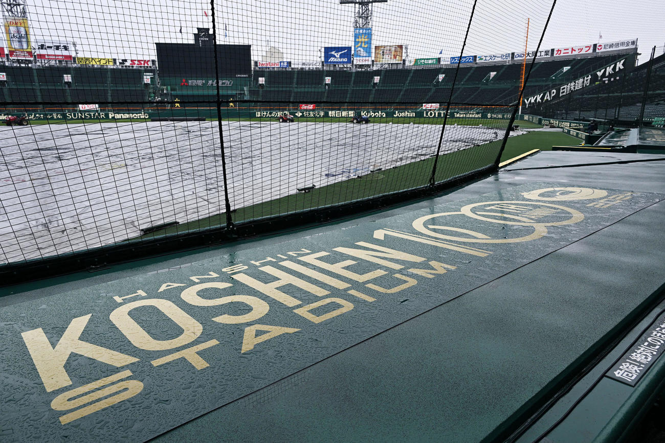 雨で中止になった甲子園（撮影・滝沢徹郎）