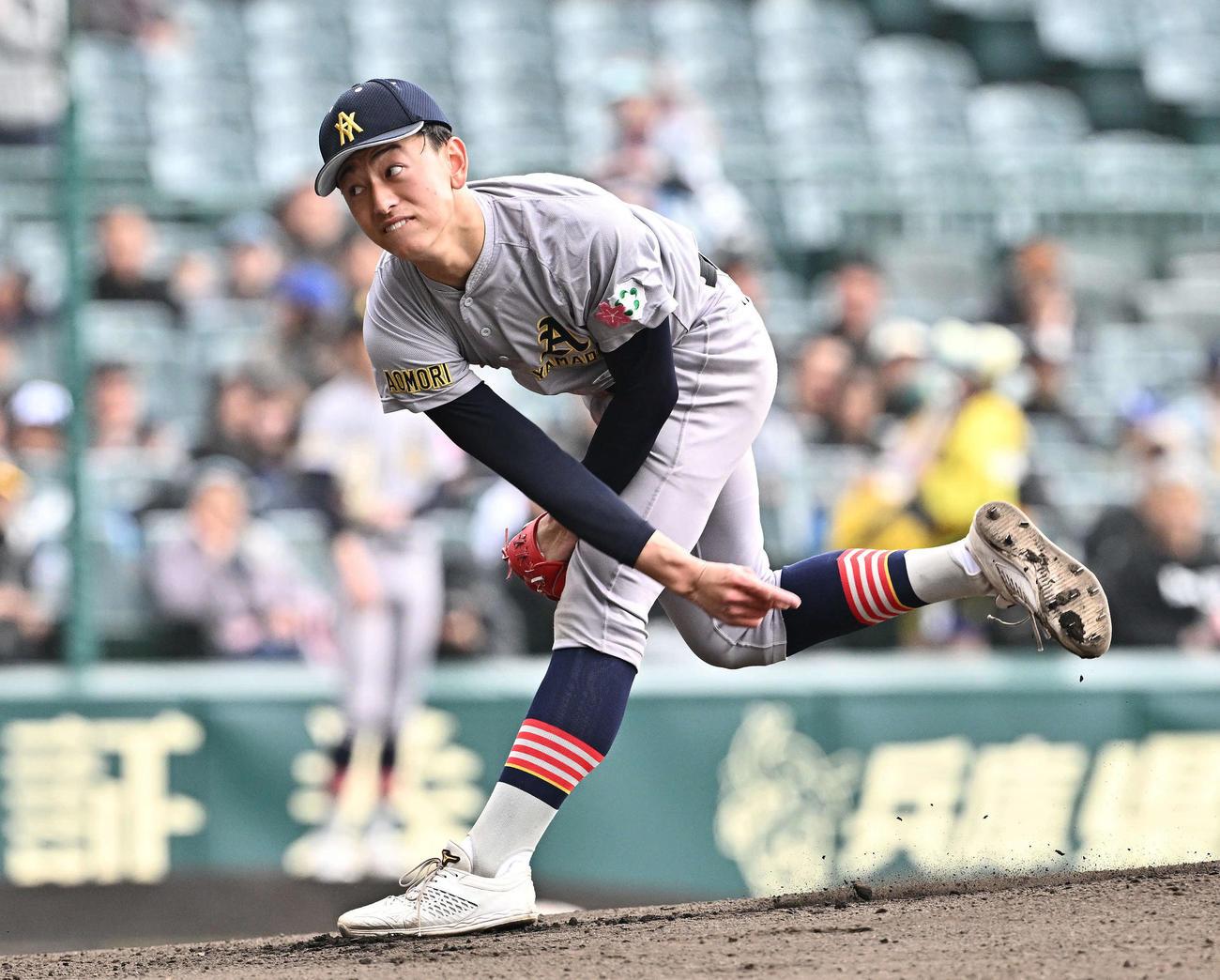 中央学院対青森山田　青森山田先発の桜田（撮影・滝沢徹郎）