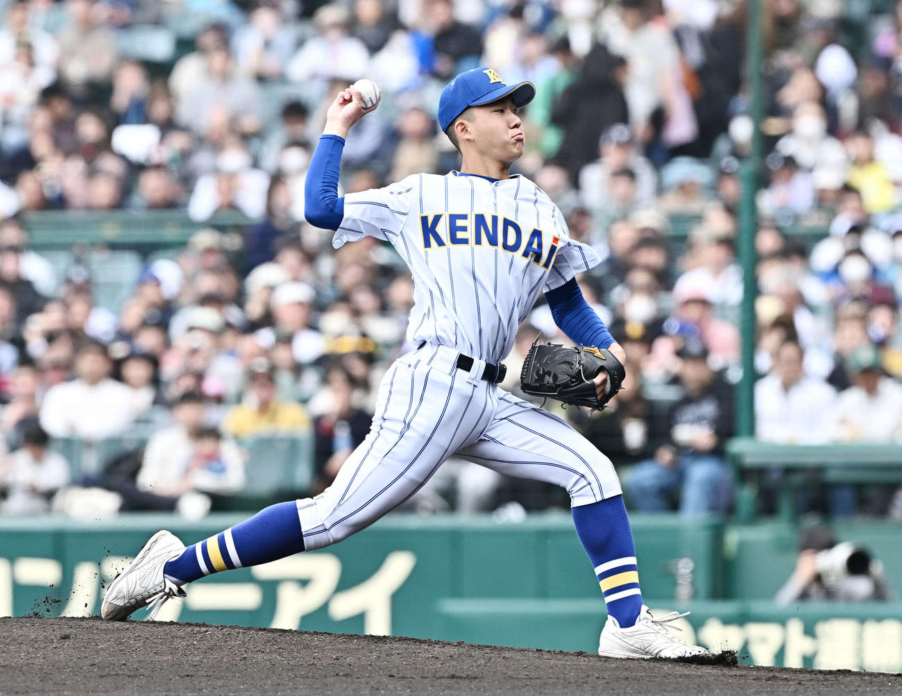 報徳学園対高崎健康福祉大高崎　高崎健康福祉大高崎先発の石垣（撮影・滝沢徹郎）