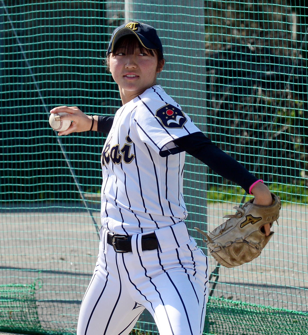 1日、キャッチボールをする東海大静岡翔洋・垣崎