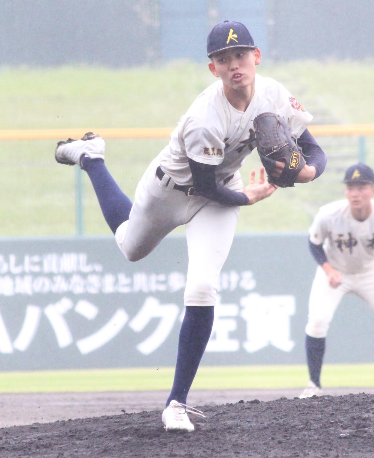 大牟田対神村学園　7回1失点と好投した神村学園・早瀬朔投手（撮影・菊川光一）