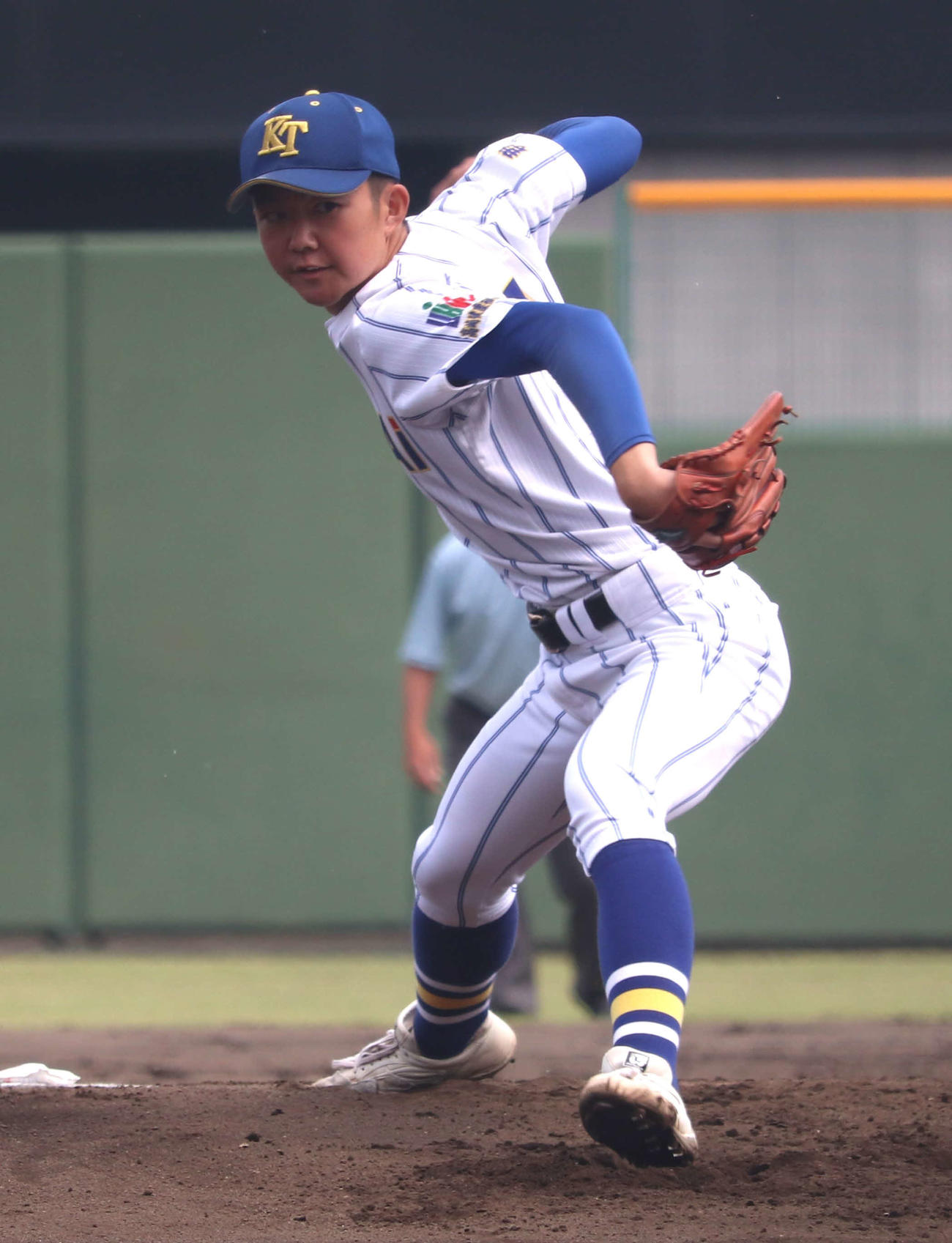 渋川青翠対高崎健康福祉大高崎　先発し5回1失点でゲームメークした高崎健康福祉大高崎・仲本（撮影・佐瀬百合子）