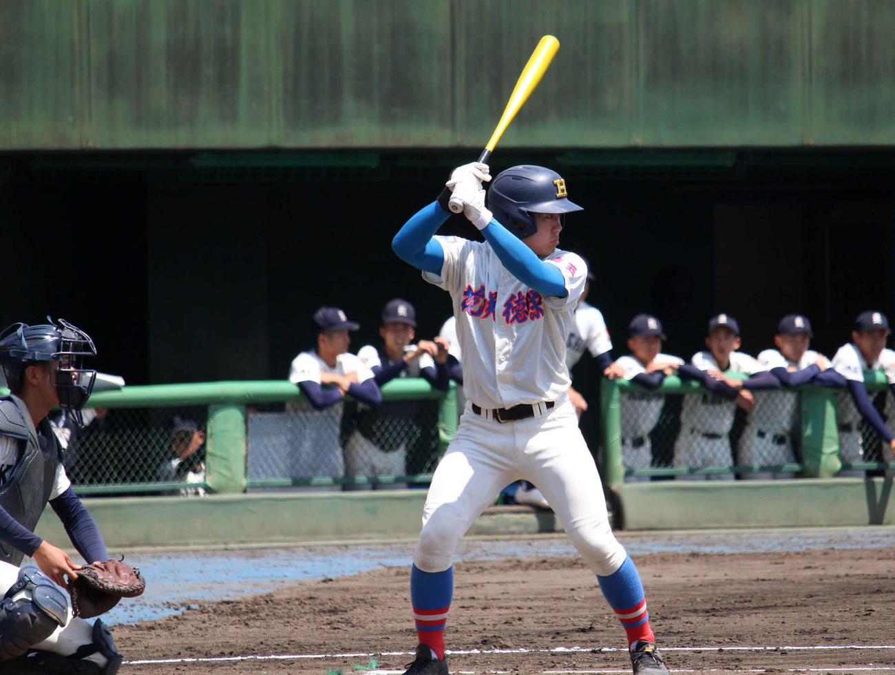 花咲徳栄－熊谷商　7回代打で登場し先制演出の四球を選んだ花咲徳栄・岩井福（撮影・金子真仁）