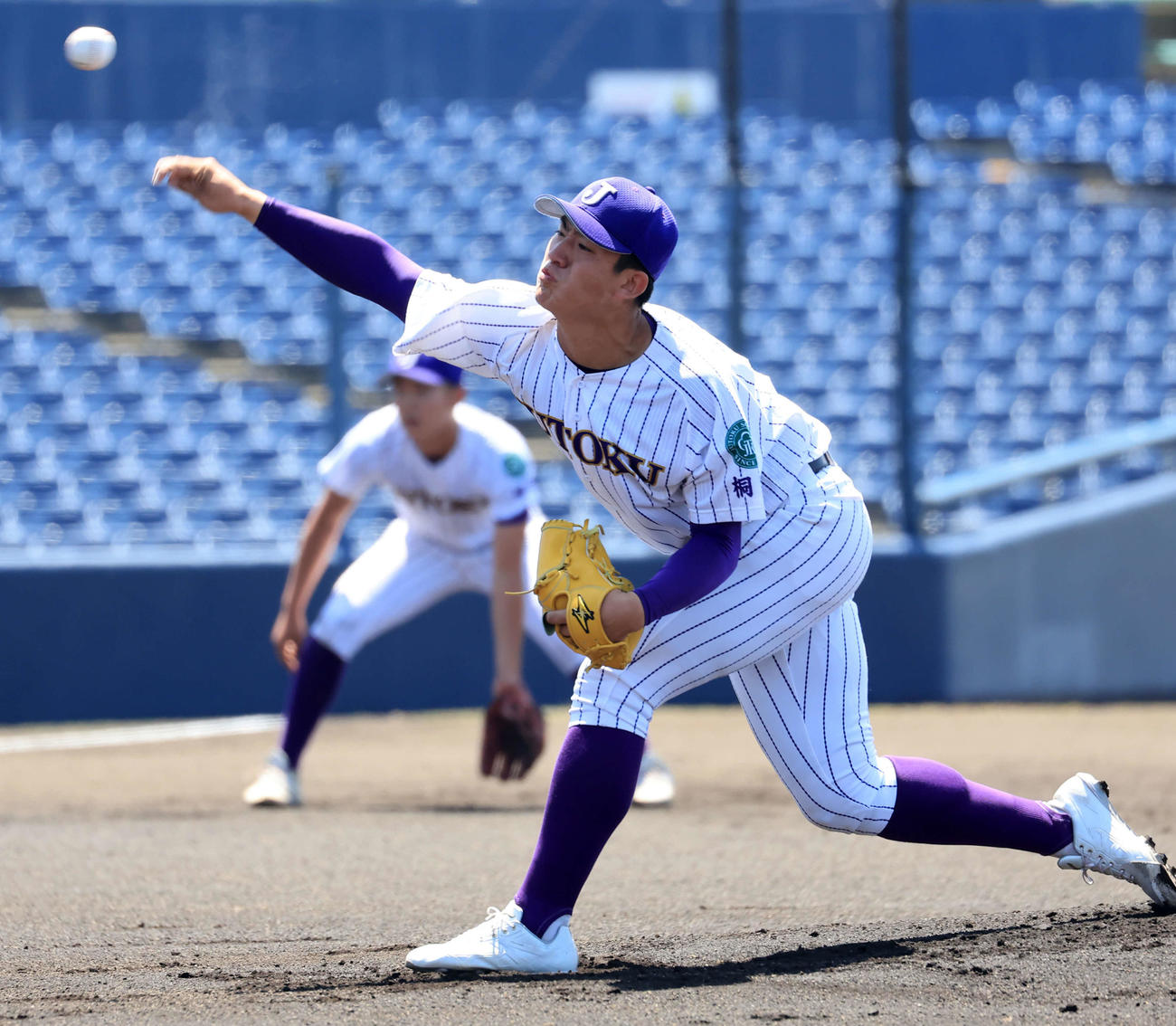 鹿島学園対樹徳　樹徳先発の北爪（撮影・浅見桂子）
