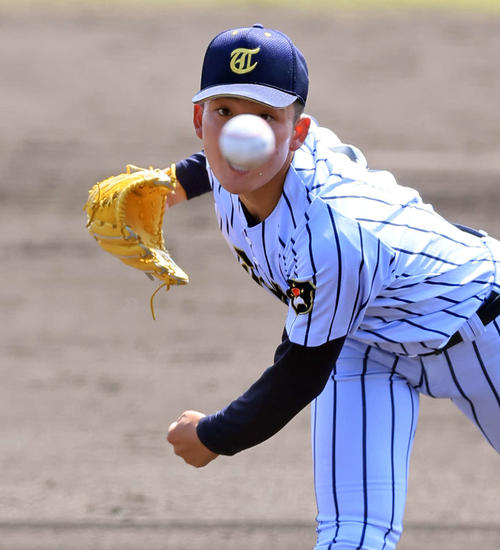 東海大菅生対昌平　力投する東海大菅生・上原（撮影・浅見桂子）