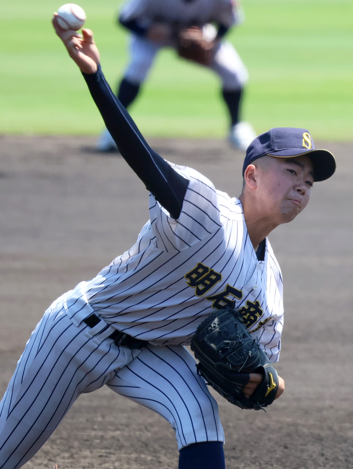 京都国際対明石商　明石商の先発横山（撮影・上山淳一）