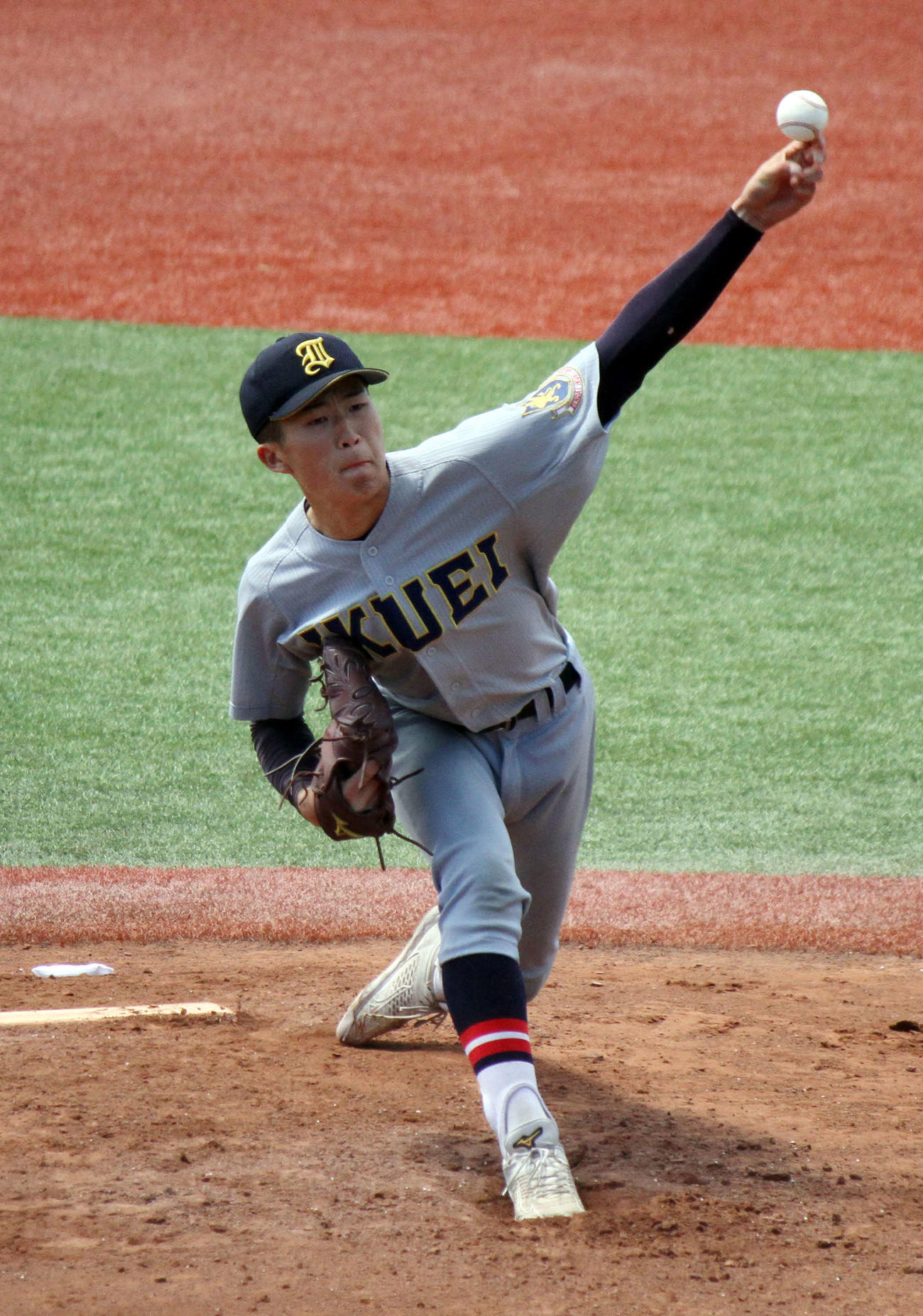 聖和学園対仙台育英　先発し5回9奪三振2失点と力投した仙台育英・吉川（撮影・木村有優）