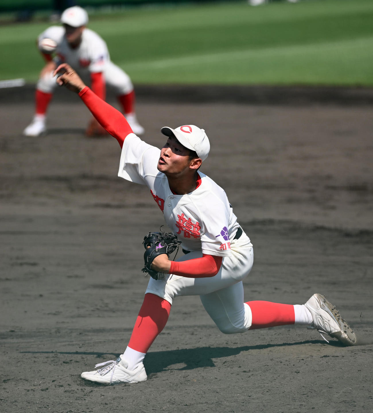 須磨翔風対智弁和歌山　智弁和歌山3番手の金田（撮影・前岡正明）