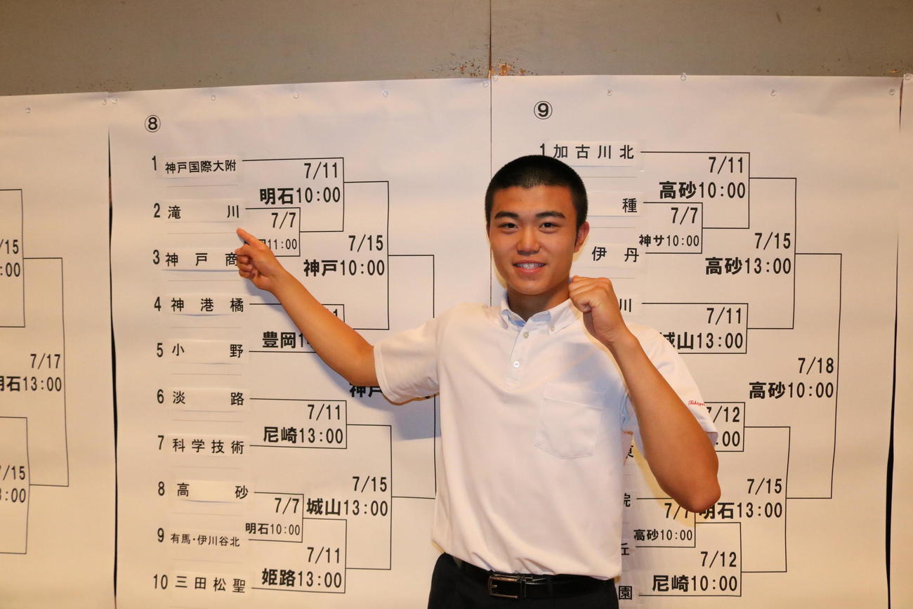 滝川・中村は名前が入った位置を指さしてガッツポーズをつくる
