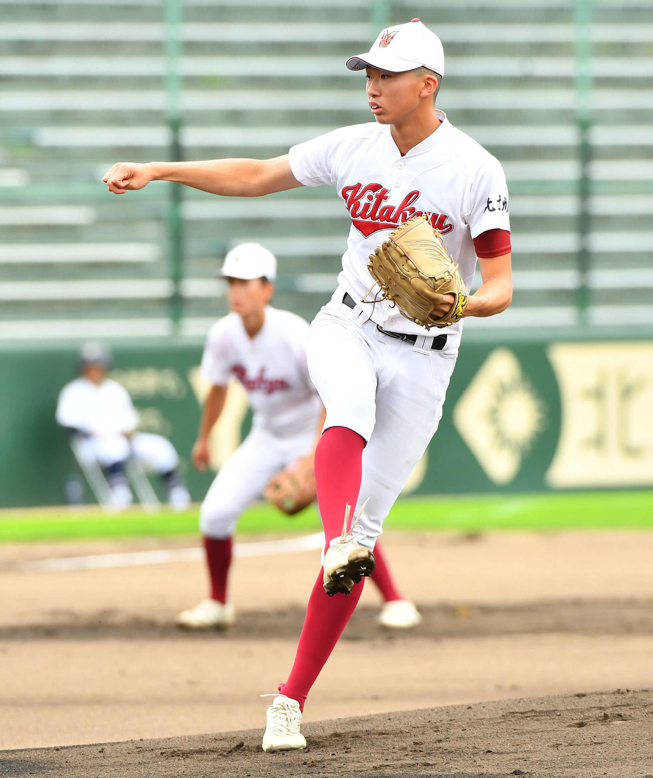 玄界対北九州　北九州先発の谷元（撮影・岩下翔太）