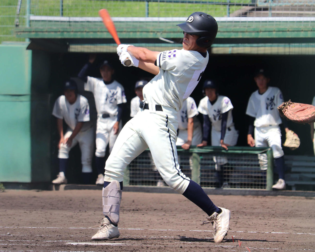 港（大阪）との初戦に出場し4回に遊邪飛を放った、背番号7で同志社香里の谷口諒外野手（2年）（撮影・中島麗）