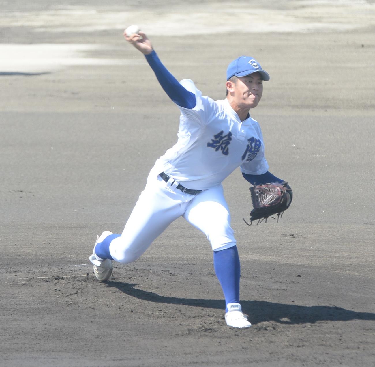 福岡対筑陽学園　先発した筑陽学園・西村（撮影・佐藤究）