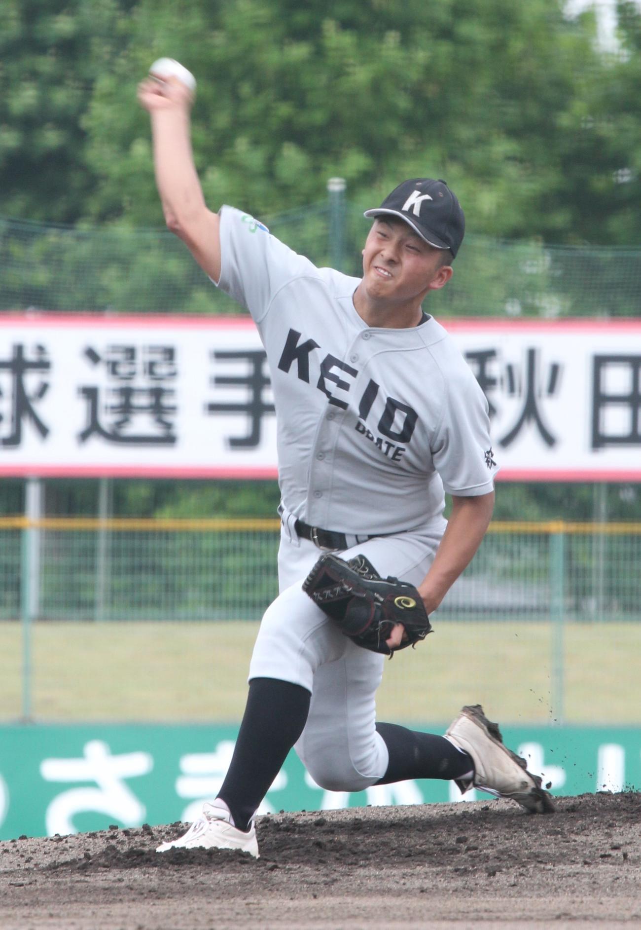 先発で3回を無失点に抑えた大館桂桜の小舘