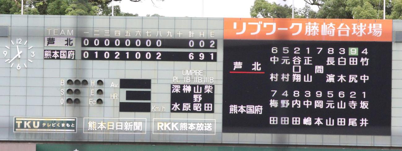 芦北対熊本国府　熊本国府・坂井理人投手は8回まで無安打無失点投球だった（撮影・菊川光一）＝2024年7月10日、リブワーク藤崎台球場