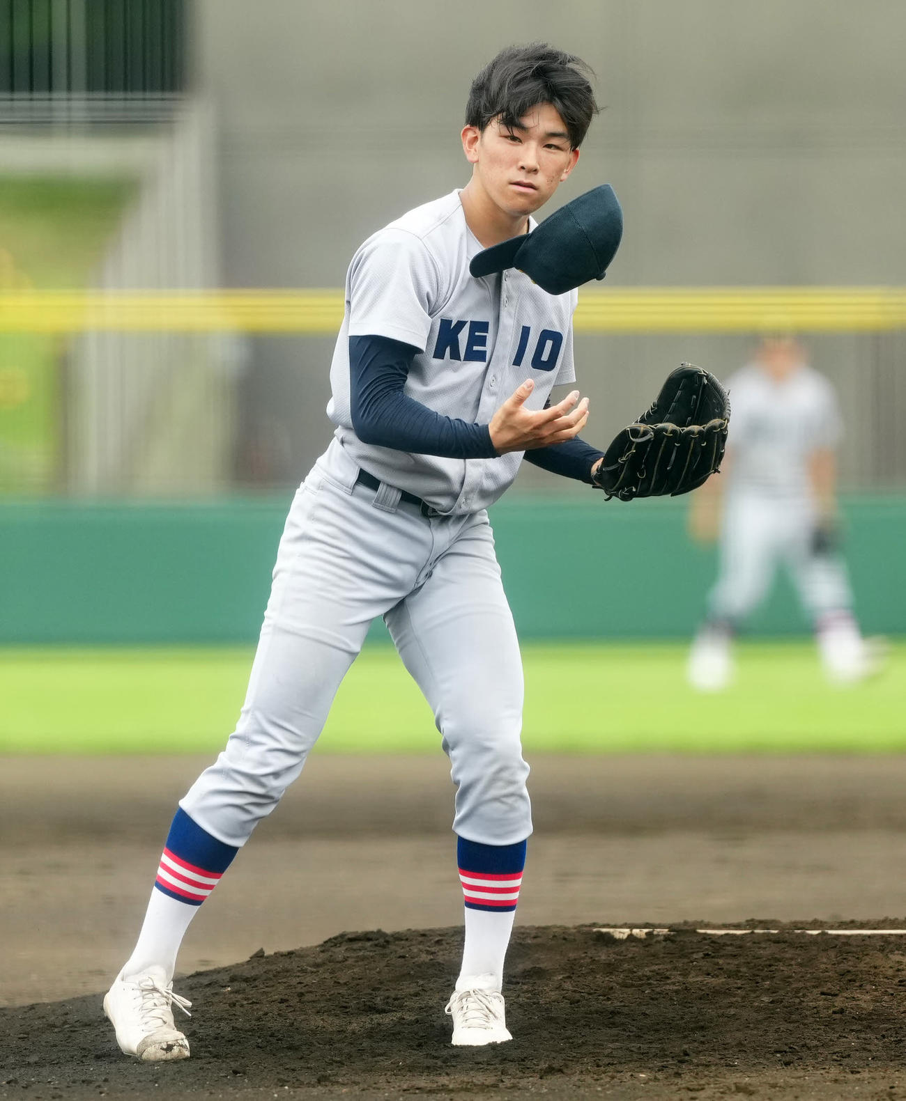 慶応対横須賀学院　慶応先発の加賀城（撮影・江口和貴）