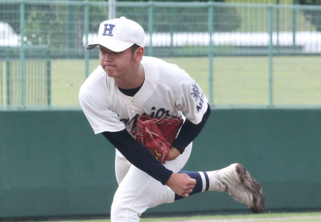 2日がかりの好投を見せた本荘の三浦吉平主将