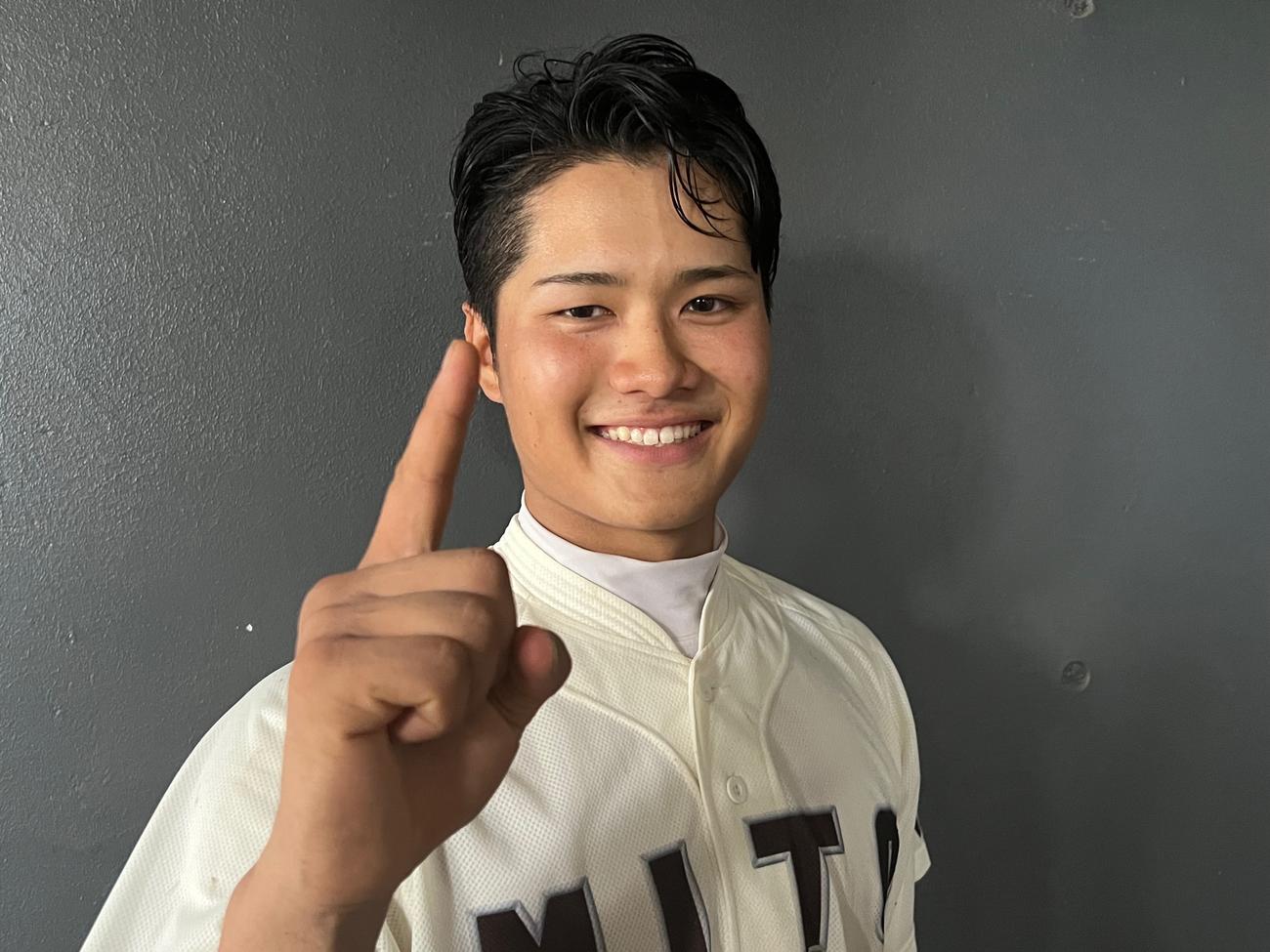 大谷翔平似と言われることもある水戸一・小川（撮影・金子真仁）