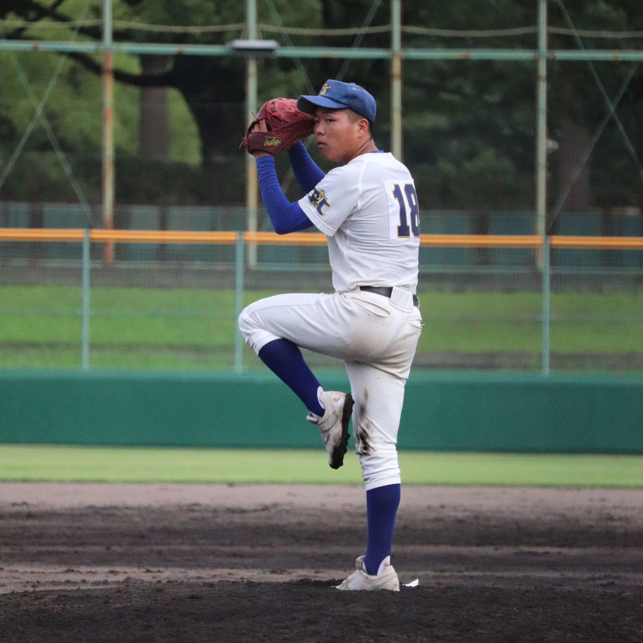 淡路戦の9回から登板した、科学技術・芝（3年）