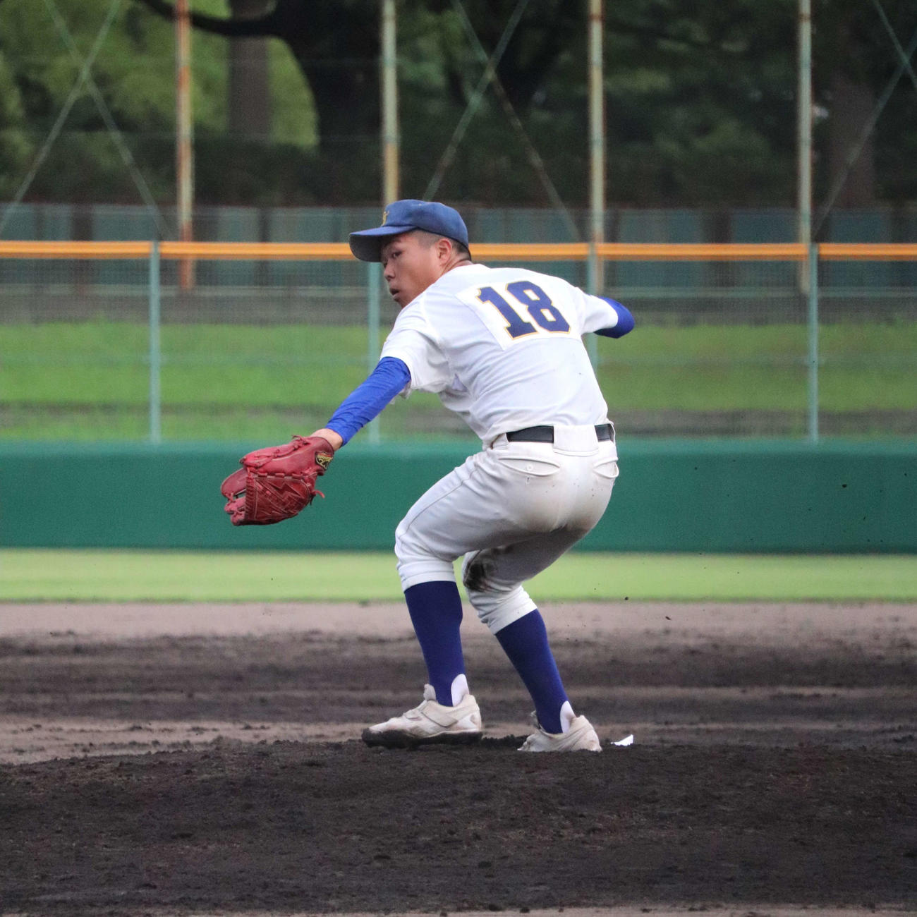 淡路戦の9回から登板した、科学技術・芝（3年）