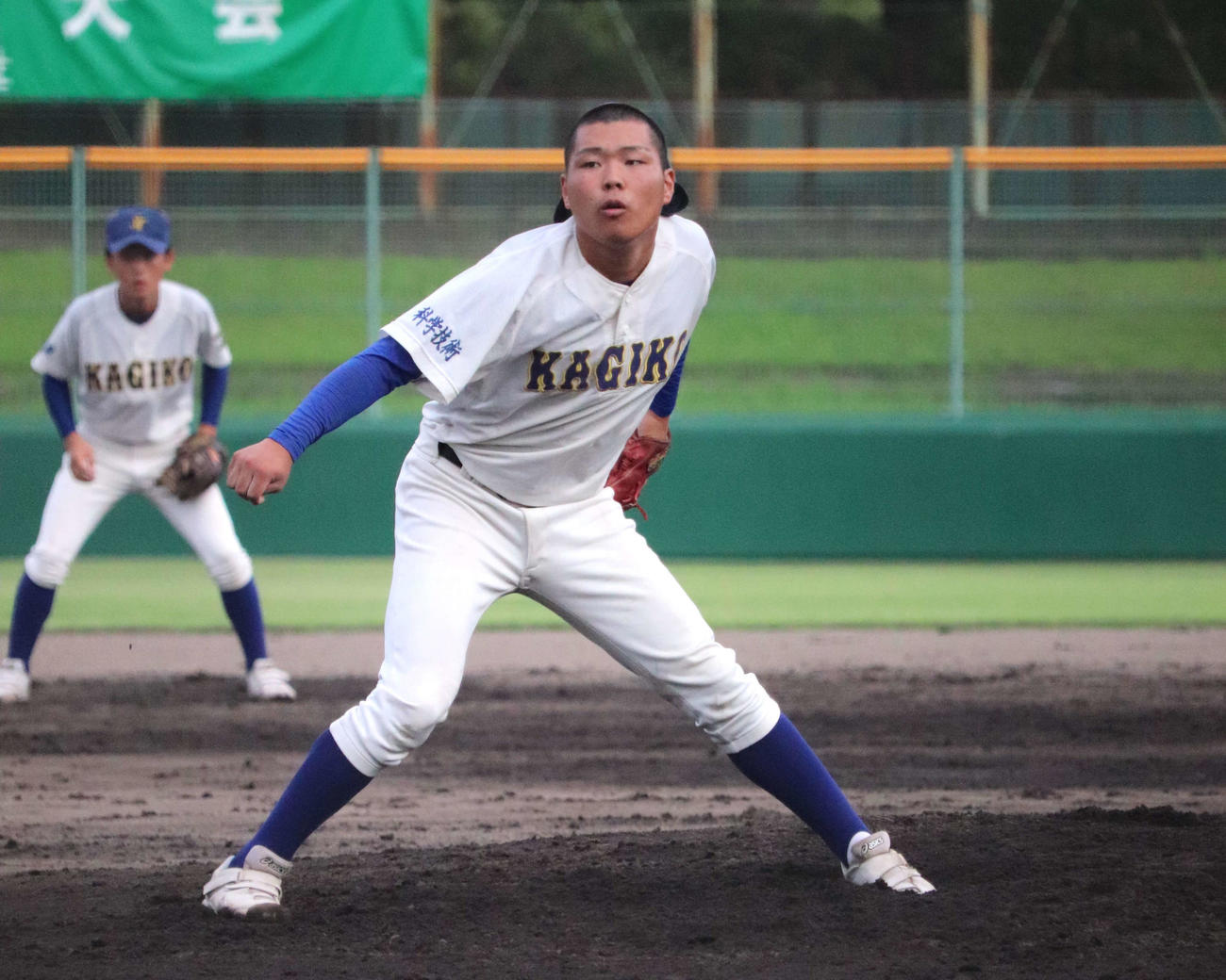 淡路戦の9回から登板した、科学技術・芝（3年）