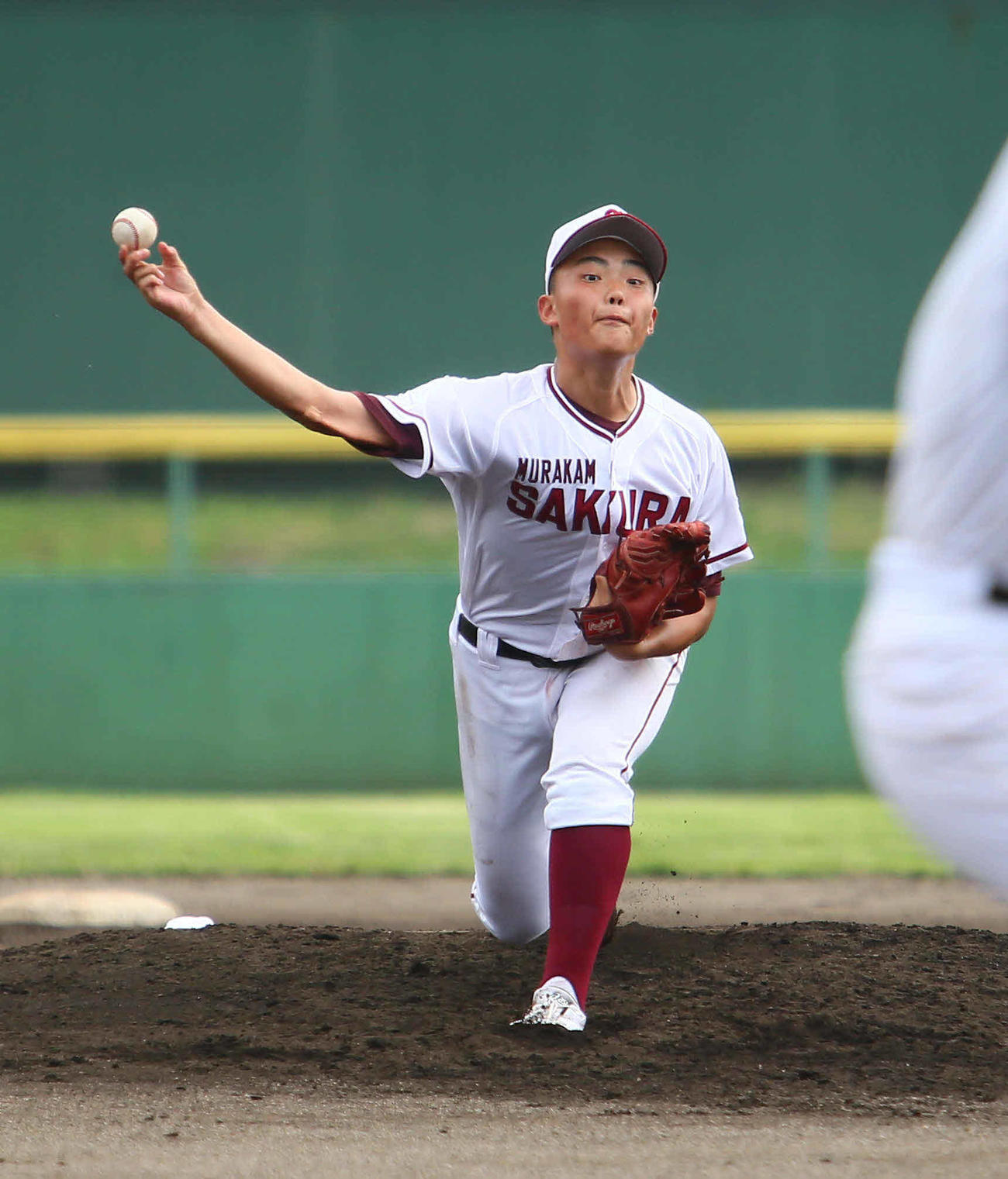 新潟西対村上桜ケ丘　ノーヒットノーランを達成した渡辺勇投手（撮影・涌井幹雄）