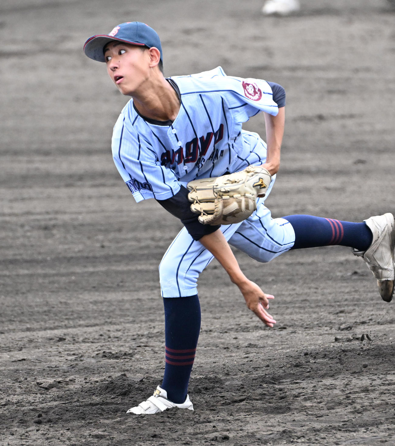 伊川谷対篠山産　篠山産先発の波部仁奈（撮影・石井愛子）