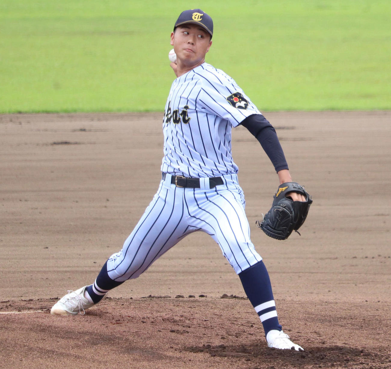 多摩大聖ケ丘対東海大菅生　先発し4回無失点の東海大菅生・宮本（撮影・佐瀬百合子）