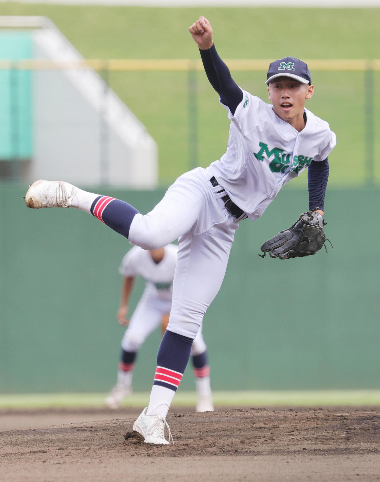 武蔵越生対熊谷商　武蔵越生先発の大野（撮影・野上伸悟）
