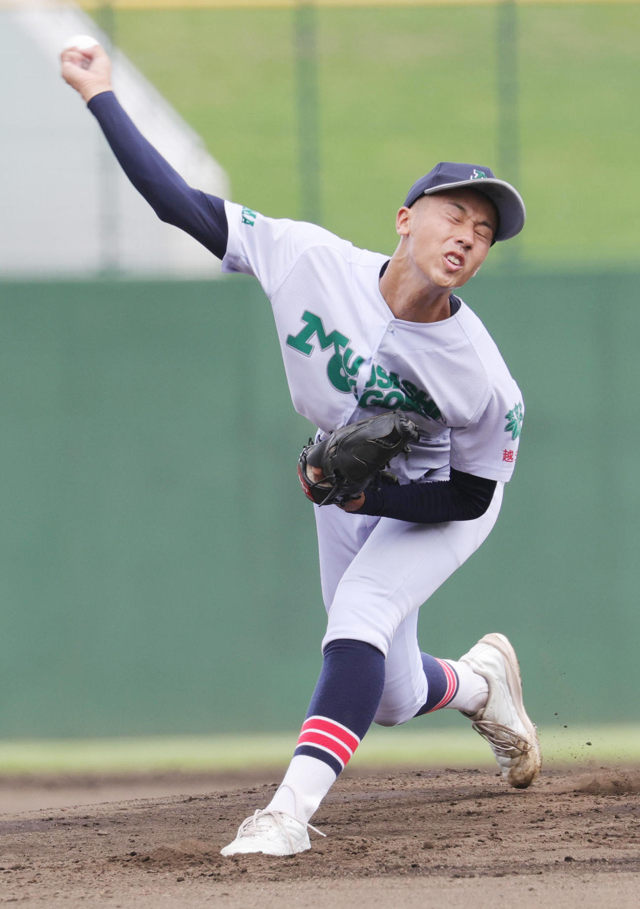 武蔵越生対熊谷商　武蔵越生先発の大野（撮影・野上伸悟）