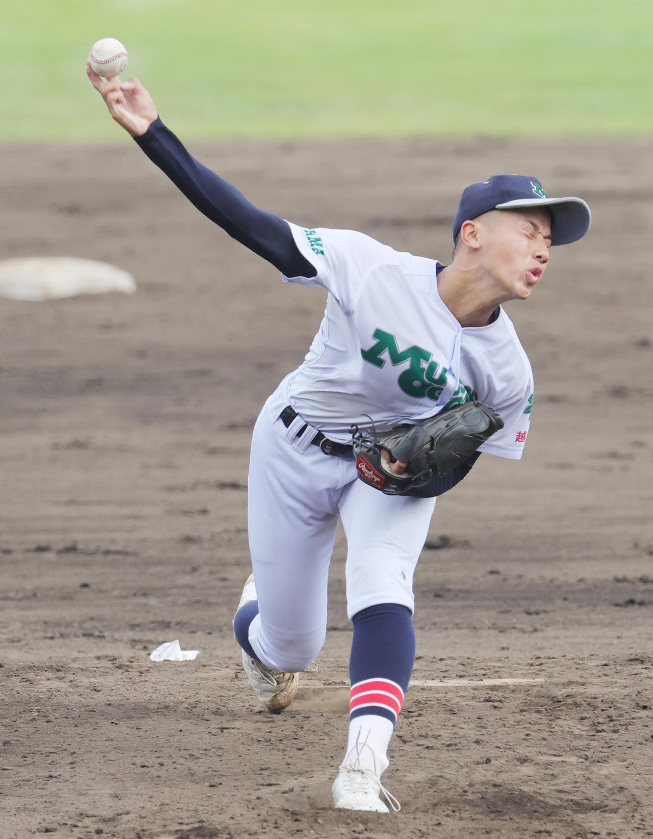 武蔵越生対熊谷商　武蔵越生先発の大野（撮影・野上伸悟）