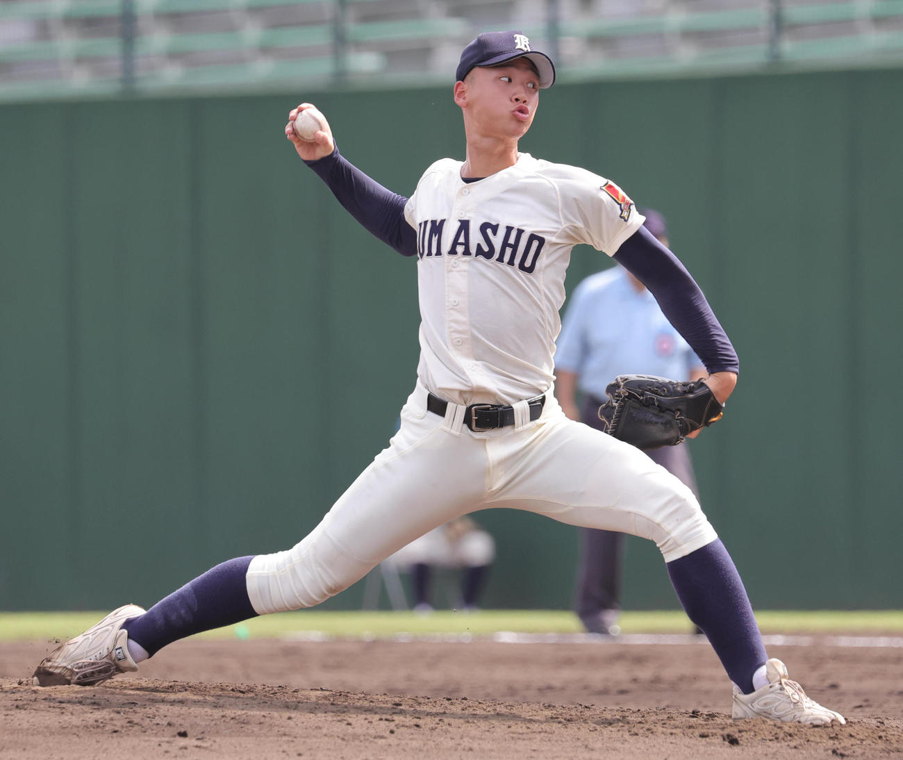 武蔵越生対熊谷商　熊谷商先発の中村謙（撮影・野上伸悟）