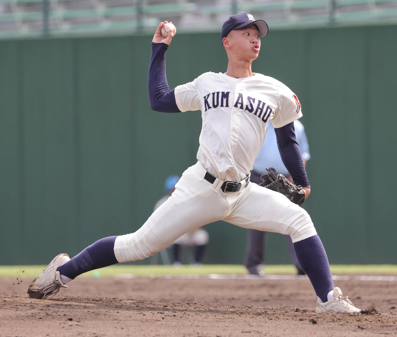 武蔵越生対熊谷商　熊谷商先発の中村謙（撮影・野上伸悟）