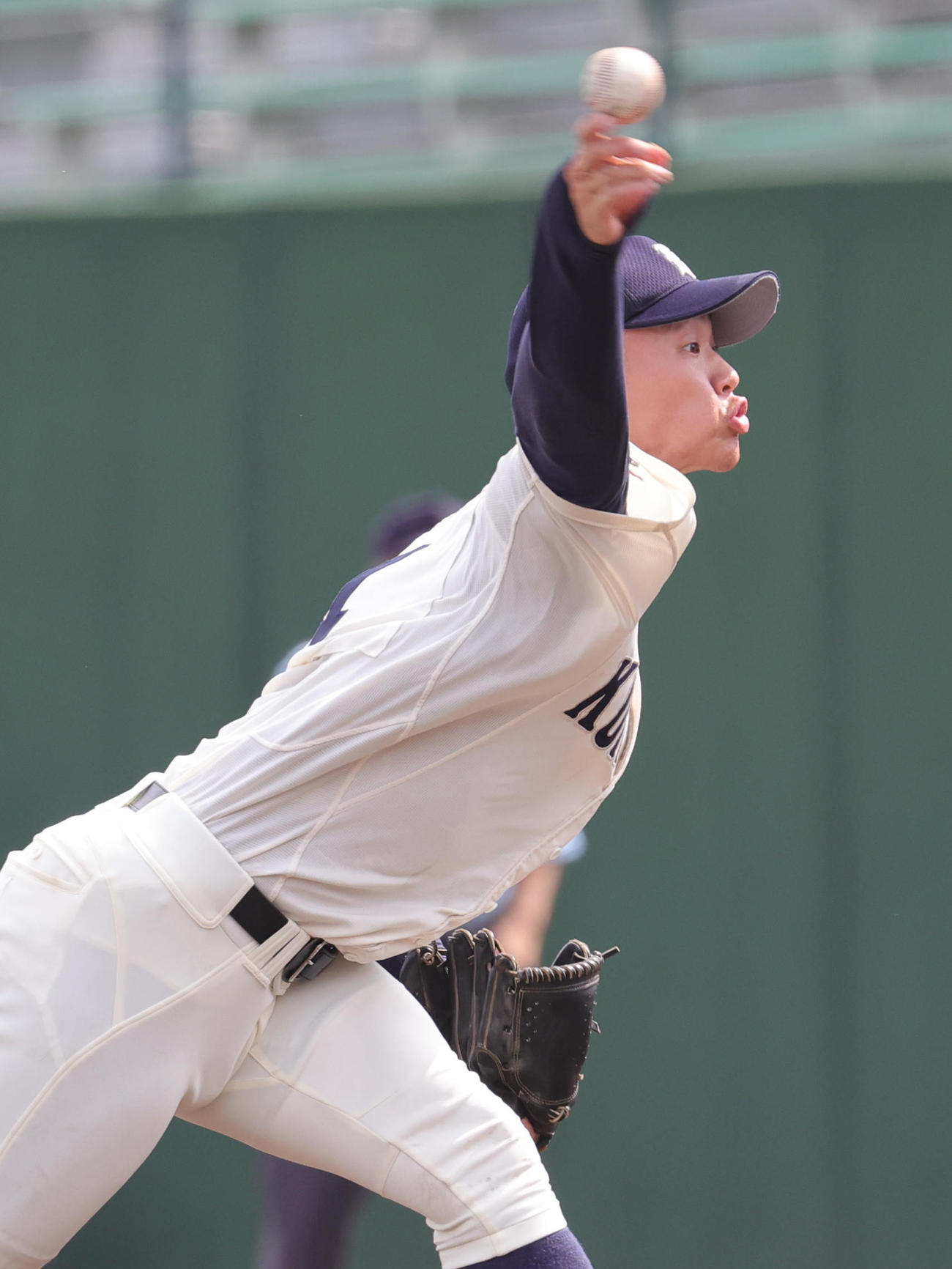 武蔵越生対熊谷商　熊谷商先発の中村謙（撮影・野上伸悟）