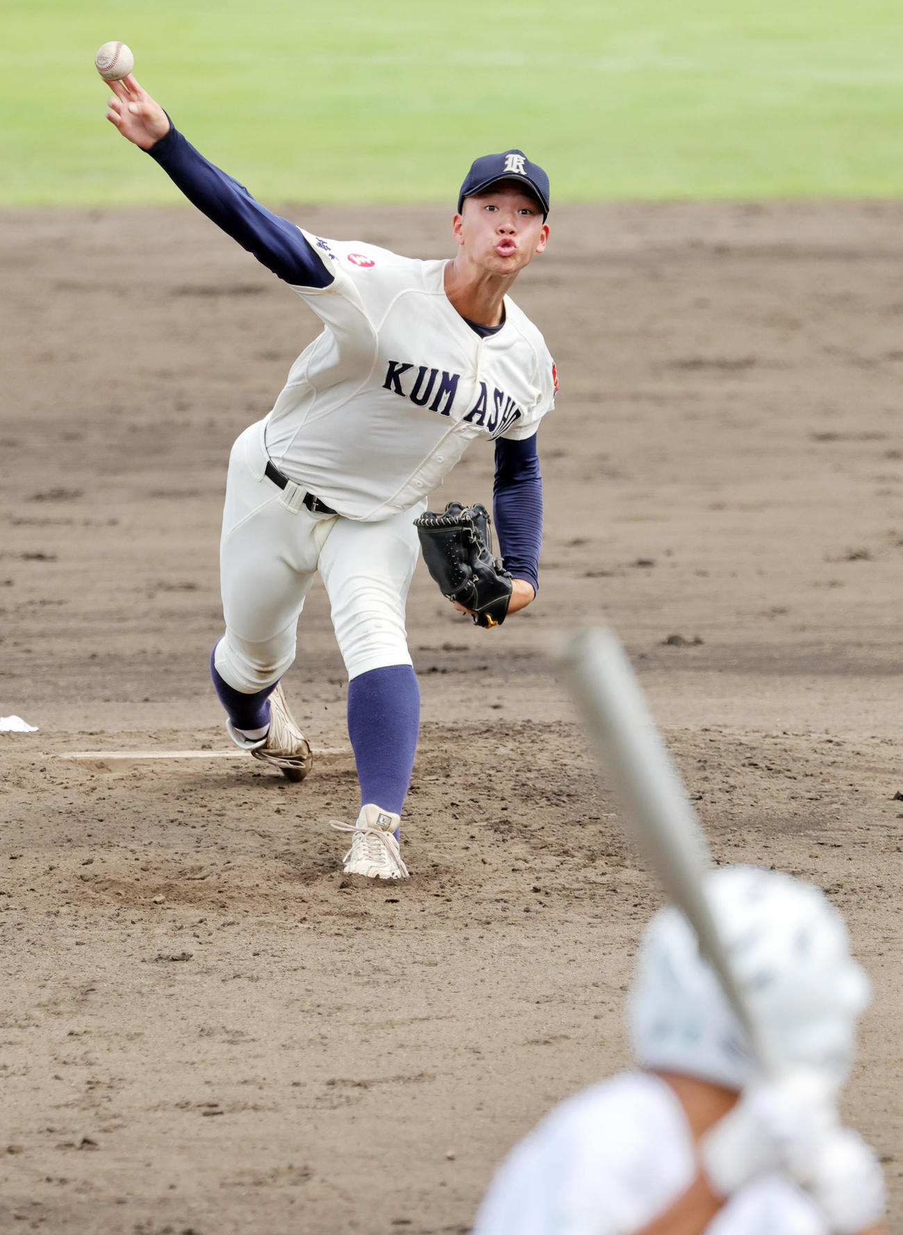 武蔵越生対熊谷商　熊谷商先発の中村謙（撮影・野上伸悟）