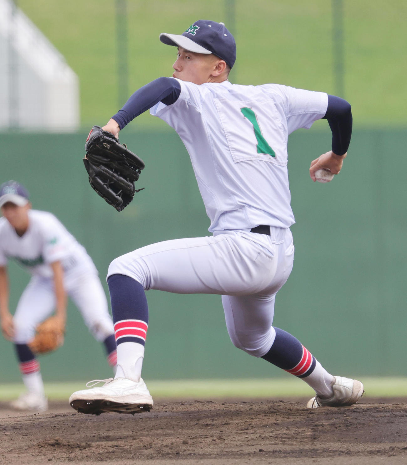 武蔵越生対熊谷商　武蔵越生先発の大野（撮影・野上伸悟）