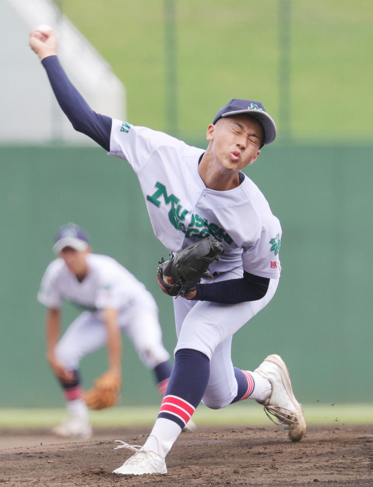武蔵越生対熊谷商　武蔵越生先発の大野（撮影・野上伸悟）