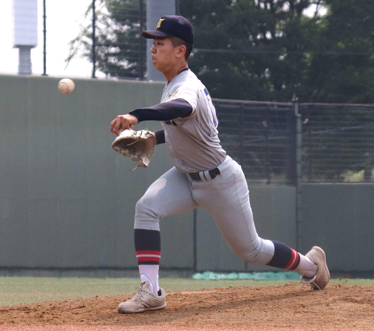 仙台育英対松島　仙台育英2番手の大山（撮影・黒須亮）　