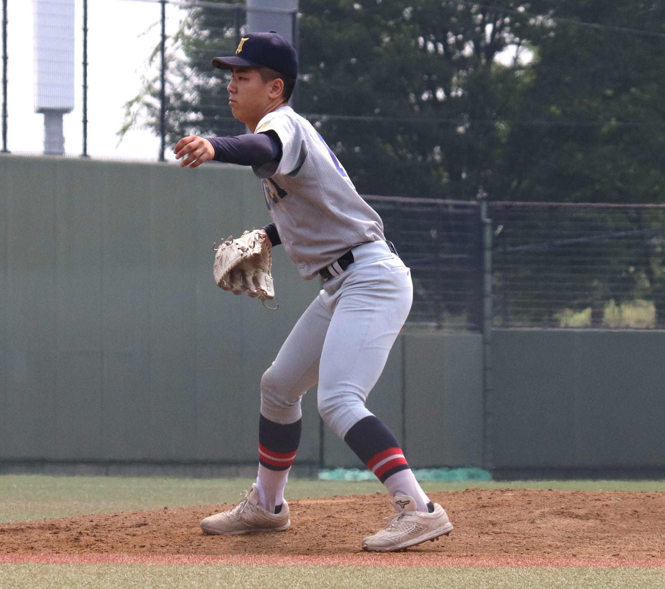 仙台育英対松島　仙台育英2番手の大山（撮影・黒須亮）　