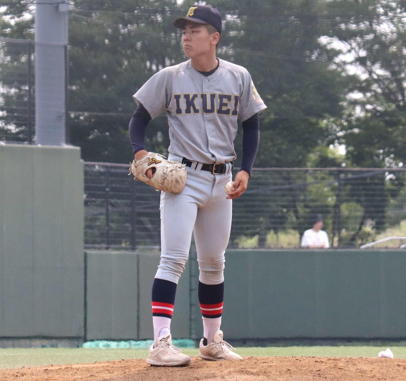 仙台育英対松島　仙台育英2番手の大山（撮影・黒須亮）　