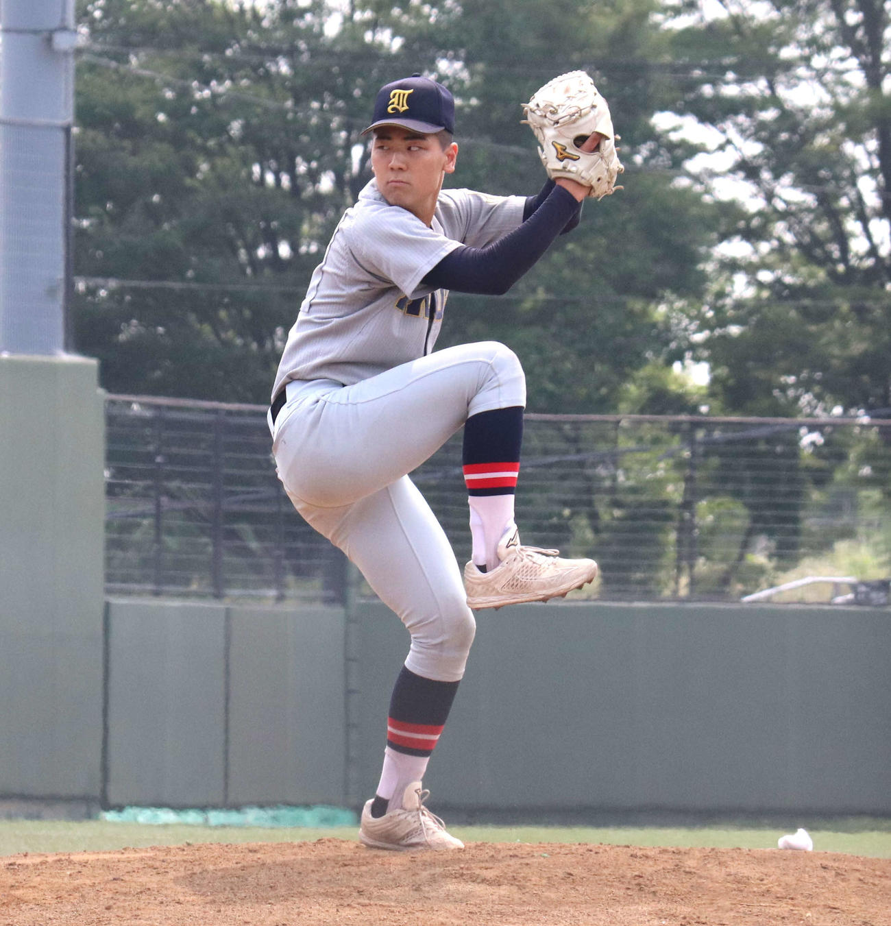 仙台育英対松島　仙台育英2番手の大山（撮影・黒須亮）　