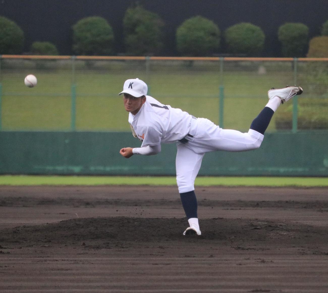 神戸先発の舩見（撮影・林亮佑）