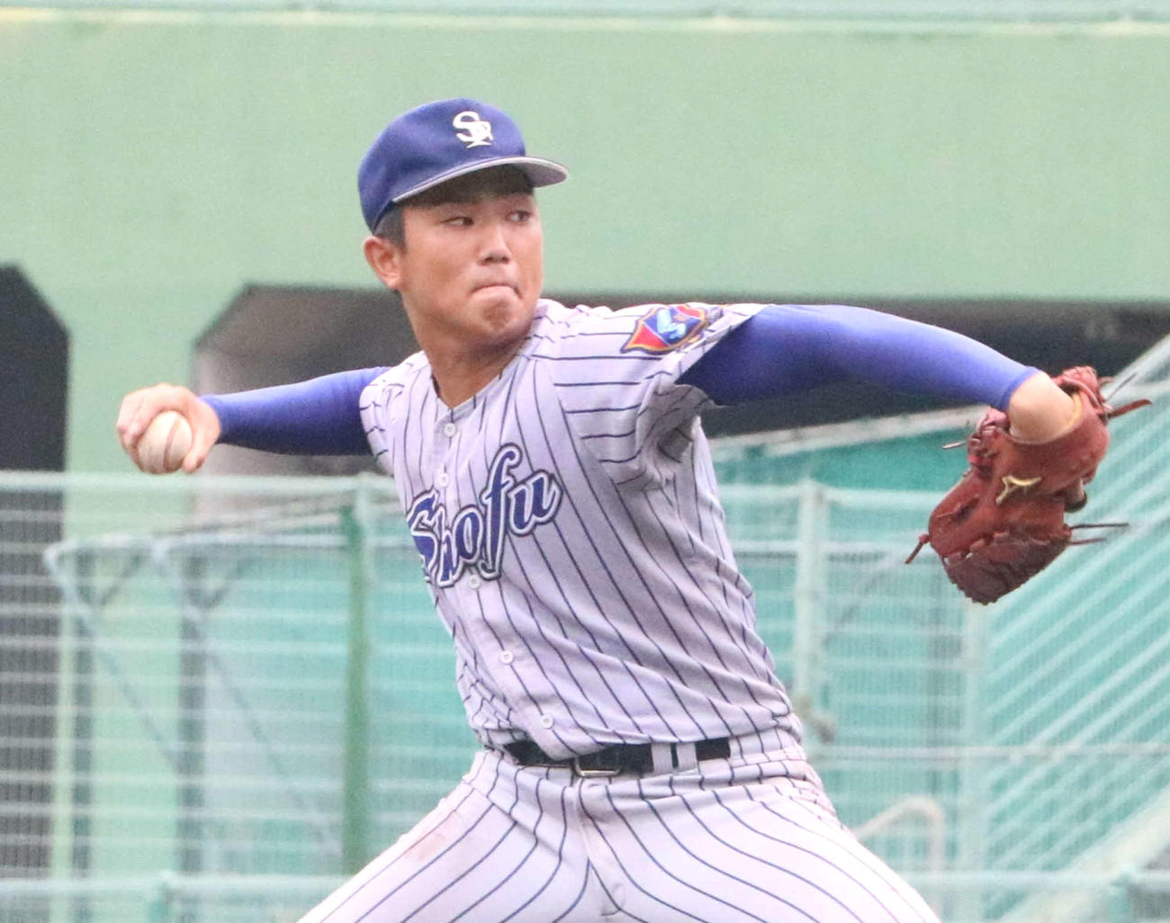 須磨翔風対六甲アイランド　須磨翔風先発の槙野（撮影・塚本光）